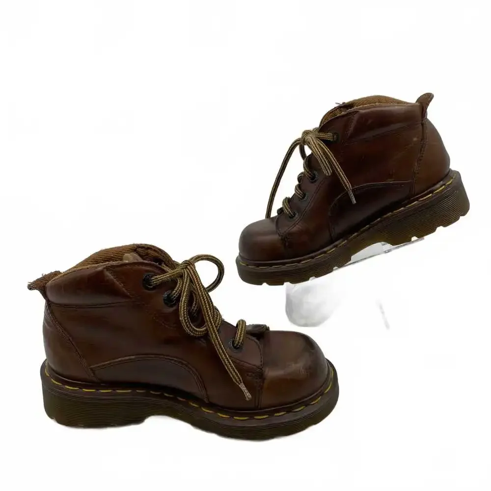 Dr. Martens Brown Leather Combat Boots | Girls 1G (UK-Made)